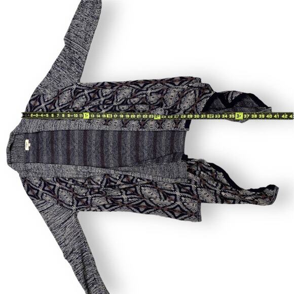 Umgee Sweater Womens Medium Navy Gray Print Waterfall Cardigan Open Front - Picture 13 of 13